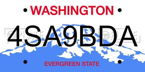 4SA9BDA Washington License Plate
