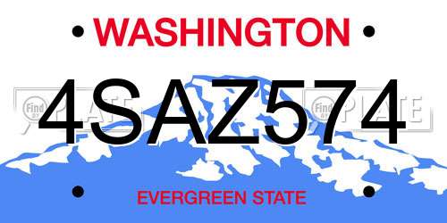 4SAZ574 Washington License Plate