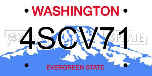 4SCV71 Washington License Plate