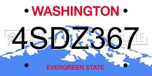 4SDZ367 Washington License Plate