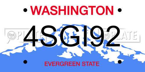 4SGI92 Washington License Plate