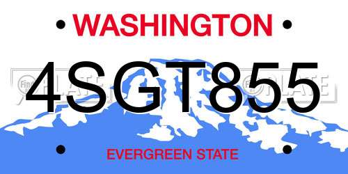 4SGT855 Washington License Plate