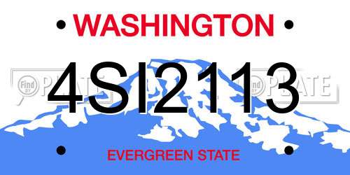 4SI2113 Washington License Plate