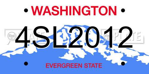 4SL2012 Washington License Plate