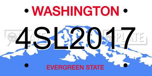 4SL2017 Washington License Plate