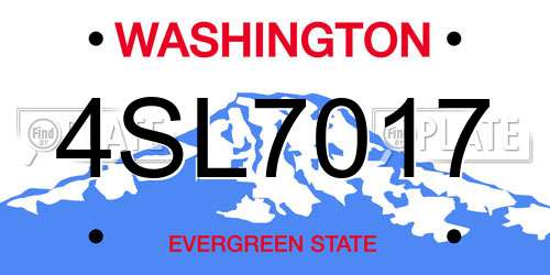 4SL7017 Washington License Plate
