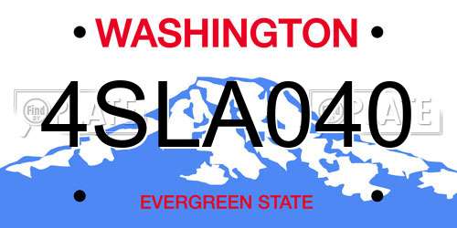 4SLA040 Washington License Plate