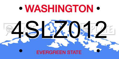 4SLZ012 Washington License Plate
