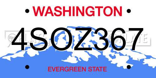 4SOZ367 Washington License Plate