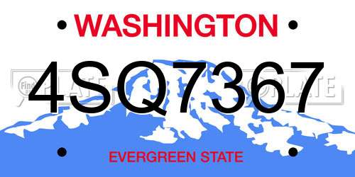 4SQ7367 Washington License Plate