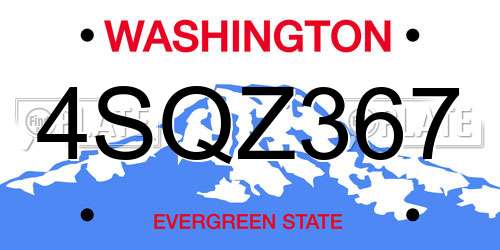4SQZ367 Washington License Plate