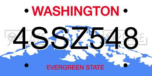 4SSZ548 Washington License Plate