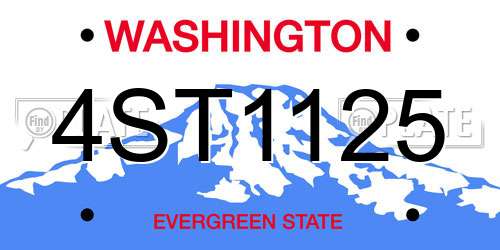 4ST1125 Washington License Plate