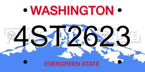 4ST2623 Washington License Plate