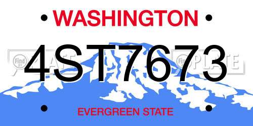 4ST7673 Washington License Plate