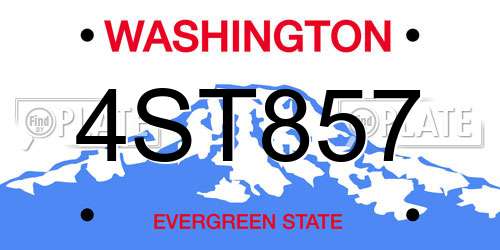 4ST857 Washington License Plate