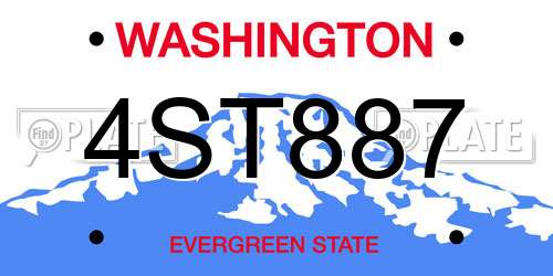 4ST887 Washington License Plate