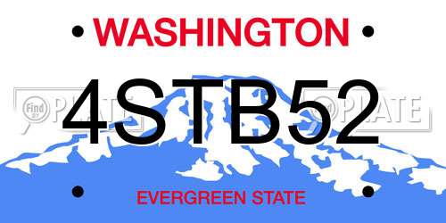 4STB52 Washington License Plate