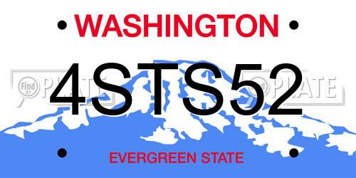 4STS52 Washington License Plate