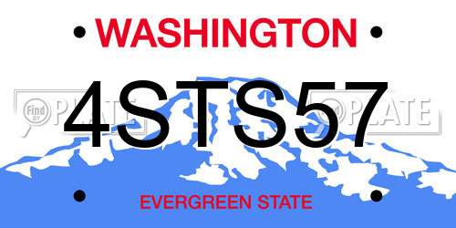 4STS57 Washington License Plate