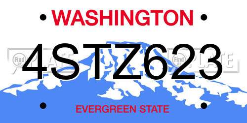 4STZ623 Washington License Plate