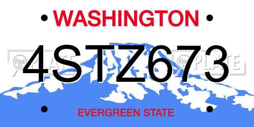 4STZ673 Washington License Plate