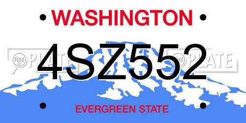 4SZ552 Washington License Plate