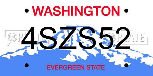 4SZS52 Washington License Plate