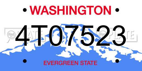 4T07523 Washington License Plate