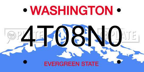 4T08N0 Washington License Plate