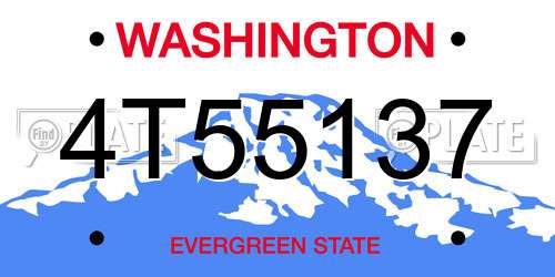 4T55137 Washington License Plate