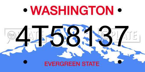 4T58137 Washington License Plate