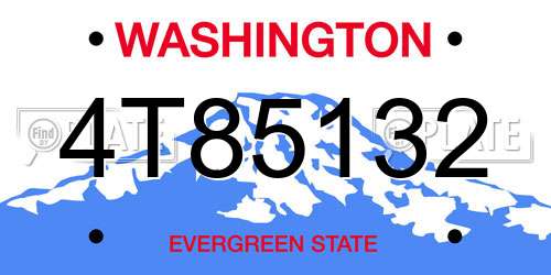 4T85132 Washington License Plate