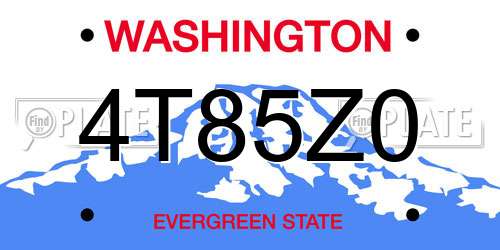 4T85Z0 Washington License Plate