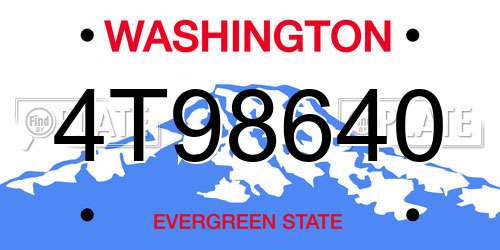 4T98640 Washington License Plate
