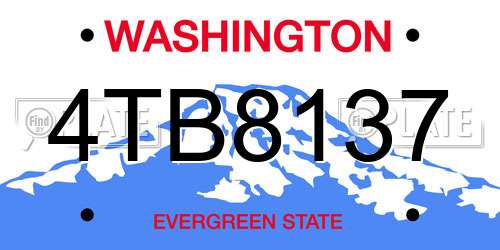 4TB8137 Washington License Plate