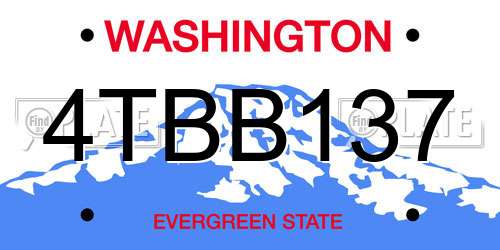 4TBB137 Washington License Plate