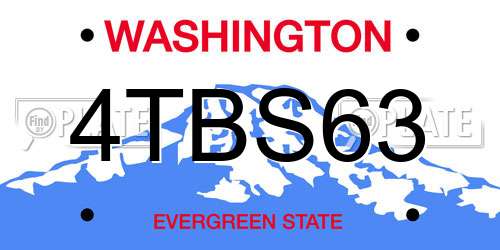 4TBS63 Washington License Plate