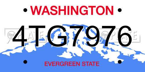 4TG7976 Washington License Plate