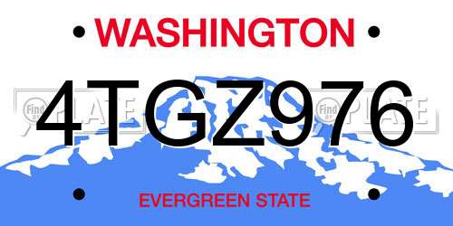 4TGZ976 Washington License Plate