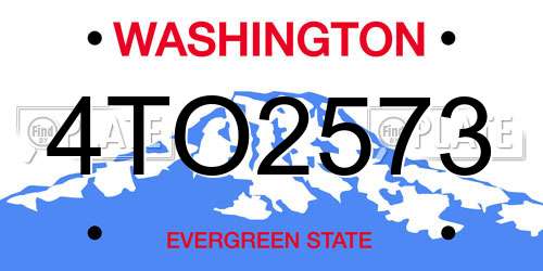 4TO2573 Washington License Plate