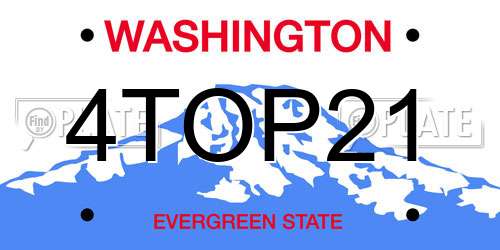 4TOP21 Washington License Plate