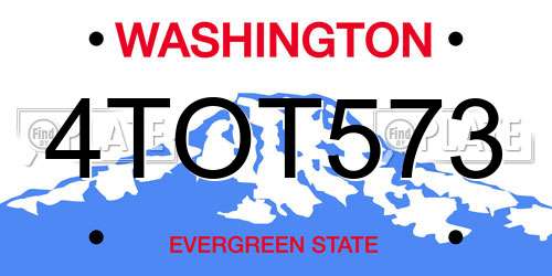 4TOT573 Washington License Plate