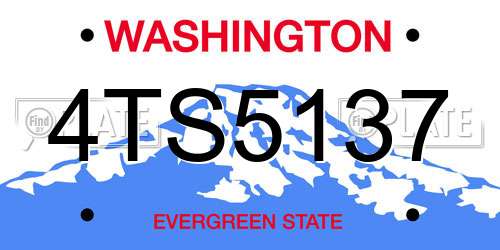 4TS5137 Washington License Plate