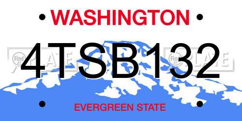 4TSB132 Washington License Plate