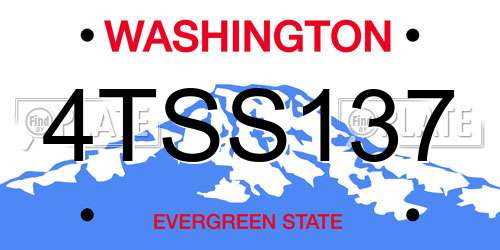 4TSS137 Washington License Plate