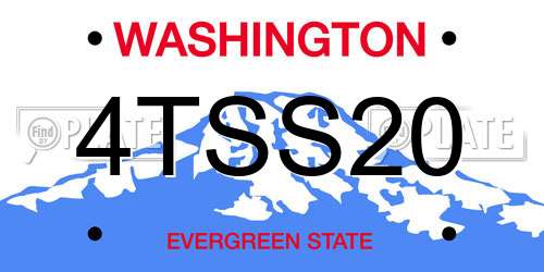 4TSS20 Washington License Plate
