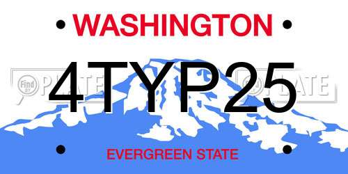4TYP25 Washington License Plate