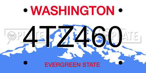 4TZ460 Washington License Plate