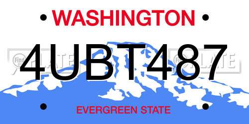 4UBT487 Washington License Plate